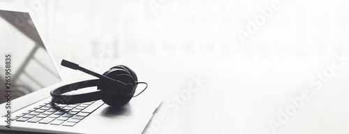 Photos Headset, hotline support concept in office