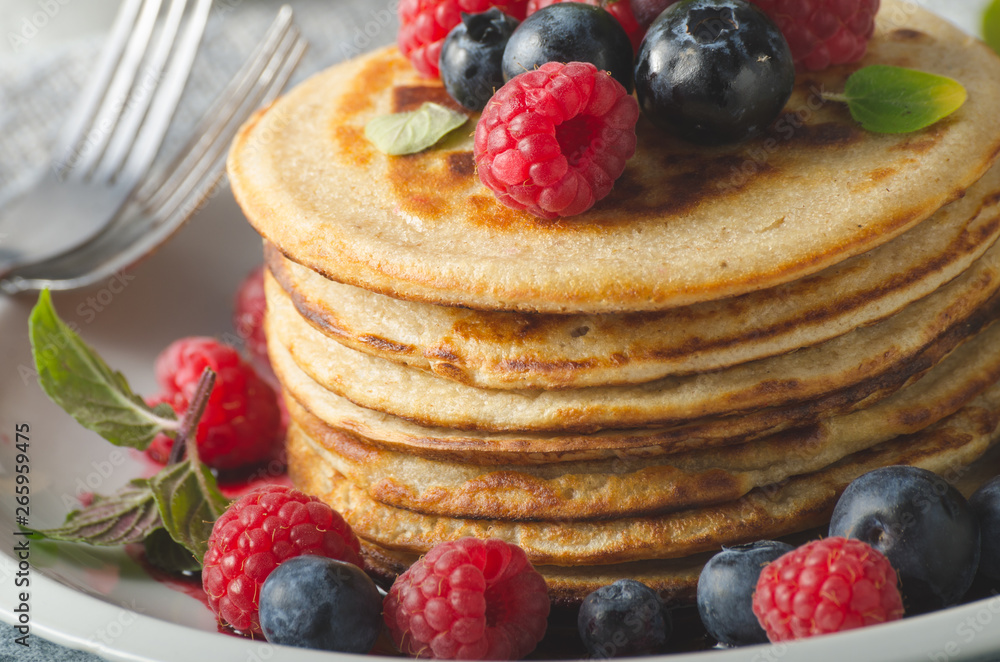 Pancakes with forest fruit sauce Pancakes with forest fruit sauce