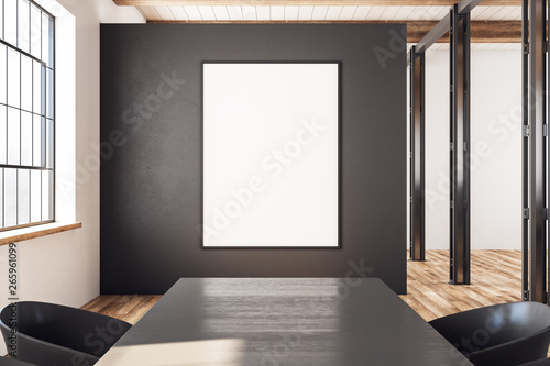 Modern meeting room with poster