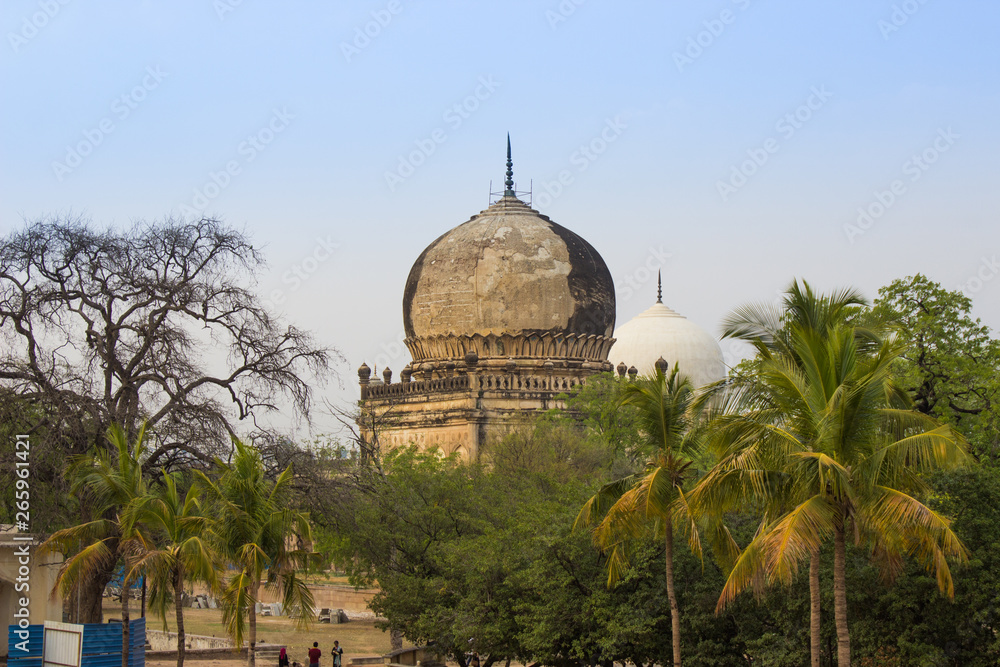  Hyderabad, Telangana, India- Friday, 30 April 2019- The Qutb Shahi Tombs are located in Hyderabad - India. They contain the tombs and mosques built  by the various kings of the Qutb Shahi dynasty.