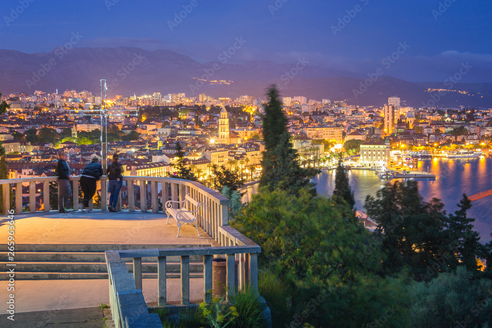 View of beautiful Split at Night, Croatia