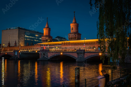 Berlin Skyline, City Panorama with blue sky sunset at the river Spree