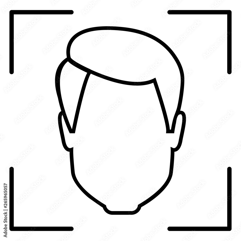 Vector Black Outline Icon - Face Recognition Vector Black Outline Icon - Face Recognition