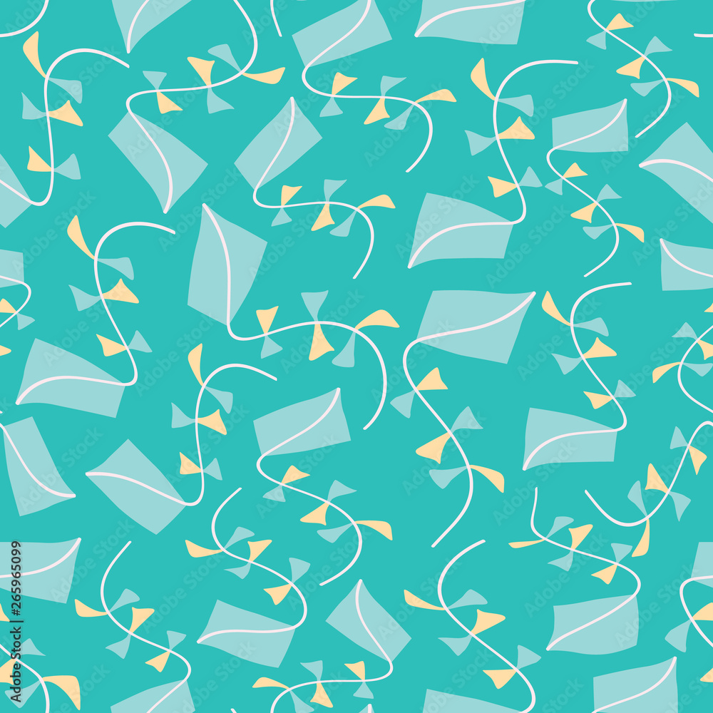 Kites seamless texture pattern background. Flying kites vector illustration for fabric, wallpaper, scrapbooking projects. Kites seamless texture pattern background. Flying kites vector illustration for fabric, wallpaper, scrapbooking projects.