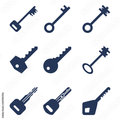 Vector Set of Silhouette Basic Key Icons.