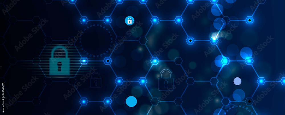 Cybersecurity and information or network protection. Future technology web services for business and internet project