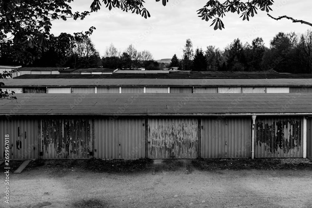 old garages with a view from above old garages with a view from above