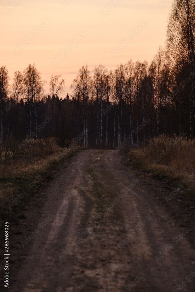 b eautiful countryside gravel road in sunset b eautiful countryside gravel road in sunset