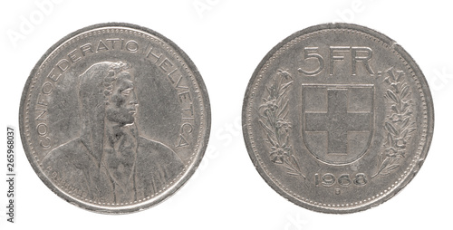 5 Swiss franc - CHF - from the year 1968