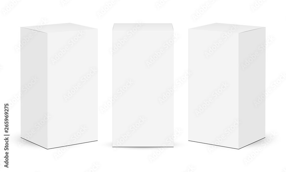 Cardboard rectangular boxes isolated on white background. Vector illustration - obrazy, fototapety, plakaty 