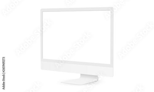 Clay computer monitor mockup – side view. Vector illustration