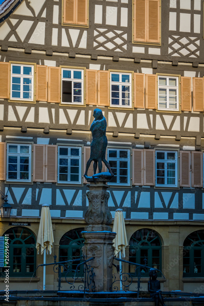 Winnenden Marktplatz mit Marktbrunnen und altem Rathaus Winnenden Marktplatz mit Marktbrunnen und altem Rathaus