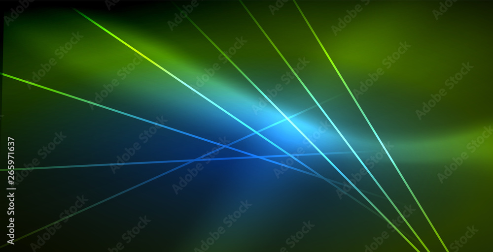 Neon glowing wave, magic energy and light motion background Neon glowing wave, magic energy and light motion background
