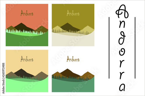 assembly of flat icons on theme of Andorra landscape