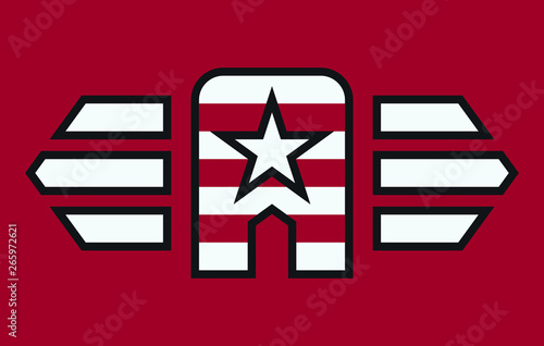 Letter A Star Uppercase Stripes American Army Style