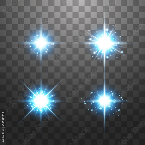 Creative concept Vector set of glow light effect stars bursts with sparkles isolated on transparent background