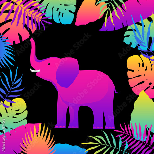 Abstract cute paper cut elephant pattern. Childish crafted elephant for design birthday card, veterinarian clinic poster, pet shop sale advertising, bag print etc.