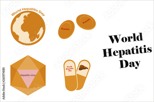 assembly of flat icons on theme world hepatitis day .
