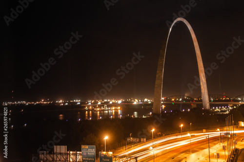 Night view of Gateway Arch in St. Louis Missouri 