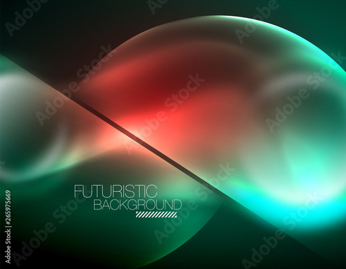 Vector glowing neon circles abstract background