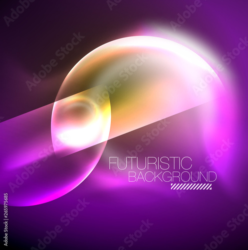 Vector glowing neon circles abstract background