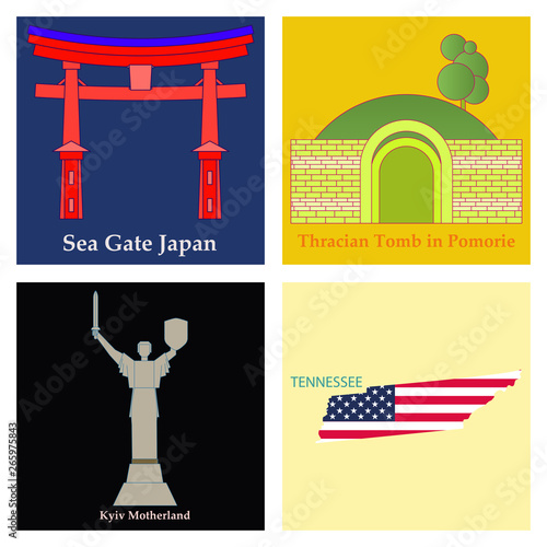 Set of world sights
