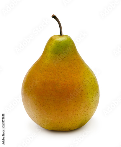 Pear isolated on white background. Top view, flat lay