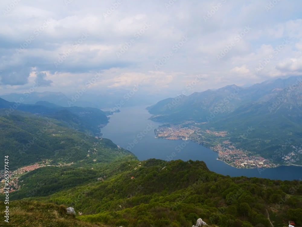 view of the Italian alp near the town of Lecco, Italy - April 2019