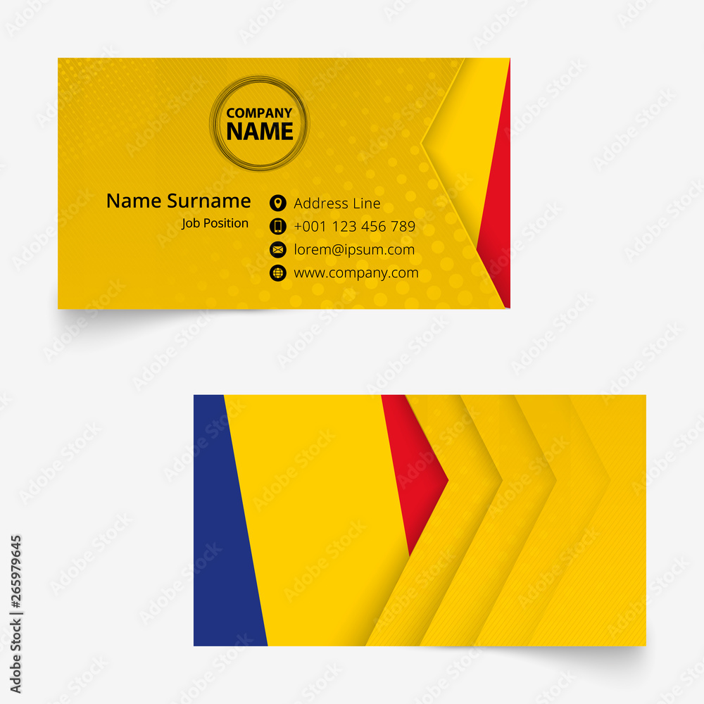 Romania Flag Business Card, standard size (90x50 mm) business card  template. Stock Vector | Adobe Stock