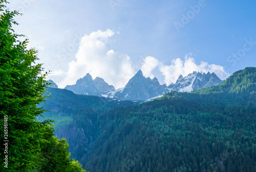 Colorful summer panorama of Mont Blanc on the background, Chamonix location. Beautiful outdoor scene in Vallon de Berard Nature Reserve, Graian Alps, France, Europe. © eskstock