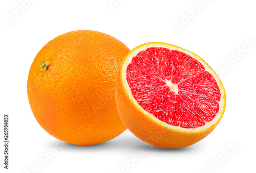 pink orange grapefruit slice isolated on white background. full depth of field