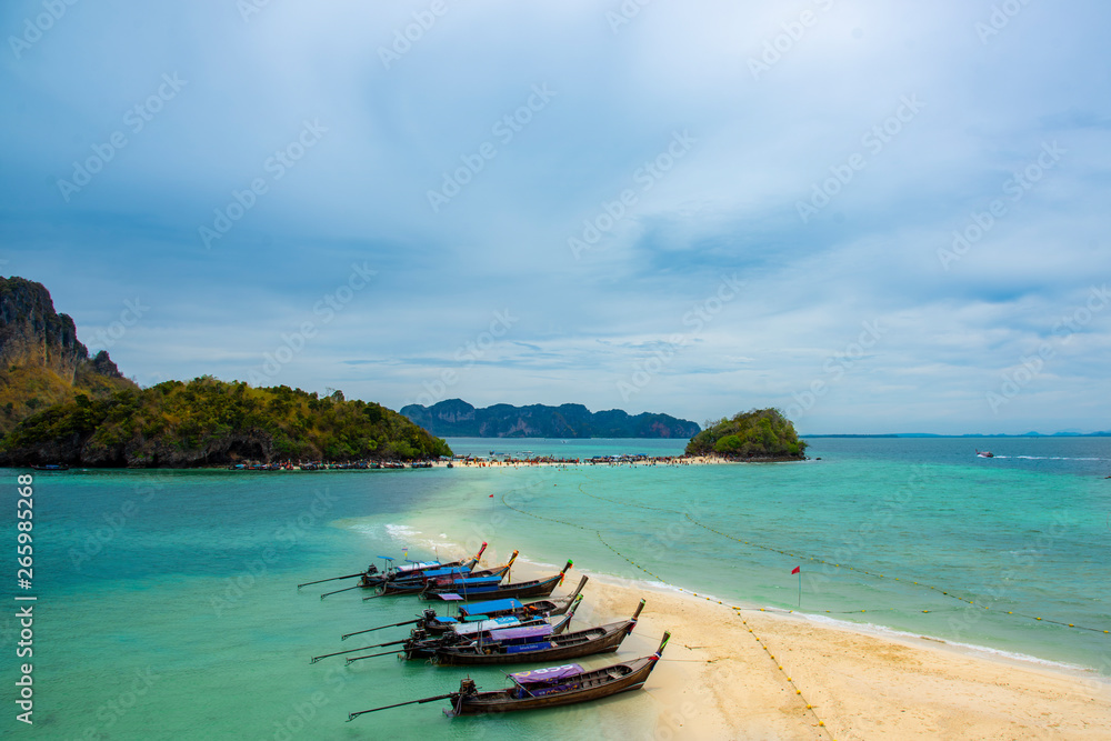 Beach viewpoint in the sea of Talay Waek at the Andaman Sea in Krabi Province, Thailand