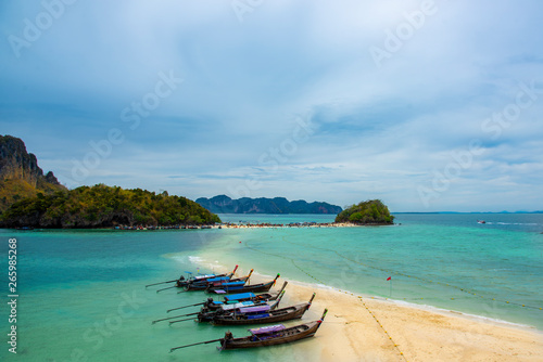 Beach viewpoint in the sea of Talay Waek at the Andaman Sea in Krabi Province, Thailand