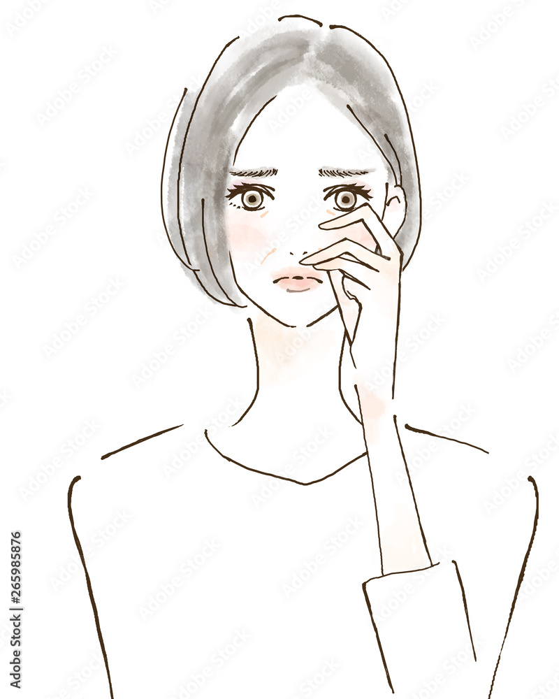 老眼 目の疲れ 瞳 ドライアイ 乾燥 乾き 人物手描きイラスト Stock Illustration Adobe Stock