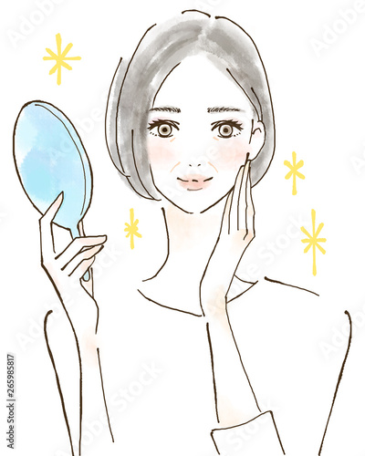 美意識の高いシニア女性 綺麗 ピカピカ 美しい肌 健康 Stock イラスト Adobe Stock