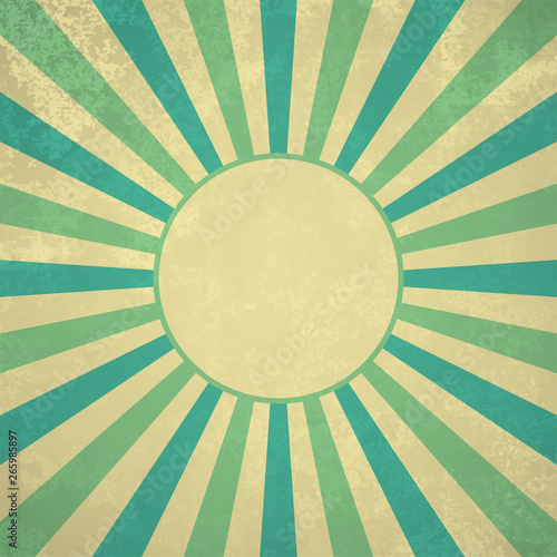 Retro rays. Background with grunge effect with a field for your text. Vector illustration.