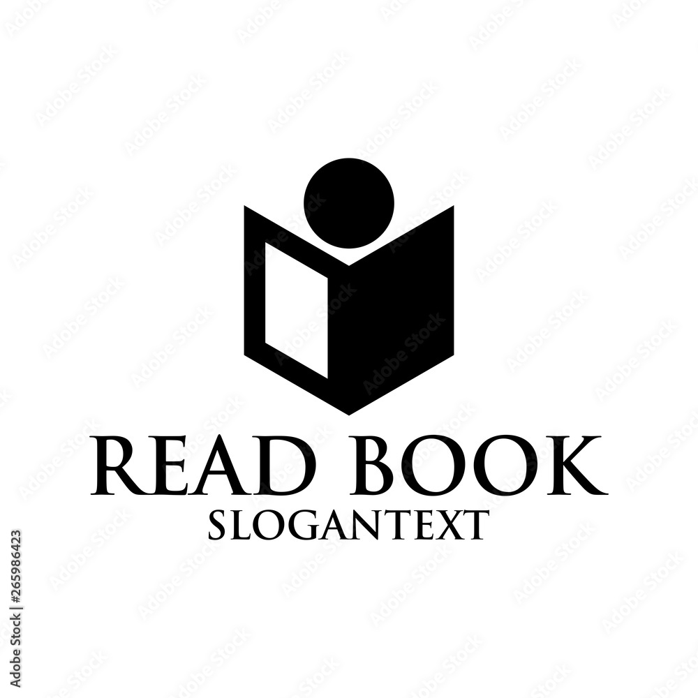 read book logo concept black and white vector art