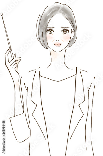 コンサルタント 企画 提案 プレゼンするシニア女性 役員 手描きイラスト Stock Illustration Adobe Stock