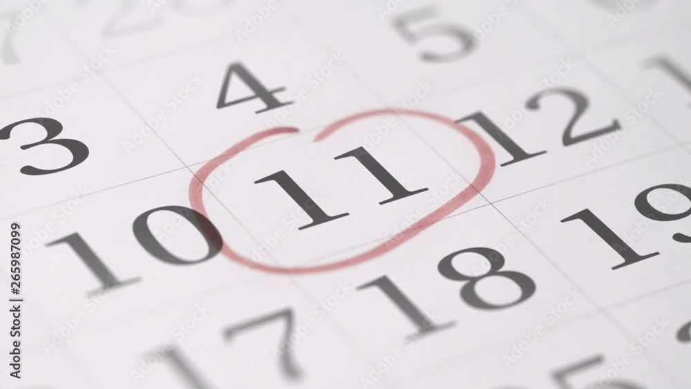 Drawing reminder mark on the eleventh 11 day of a month Drawing reminder mark on the eleventh 11 day of a month