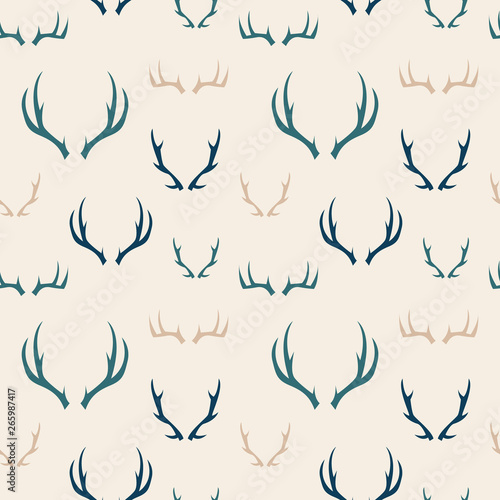 A seamless pattern of illustrated deer antlers