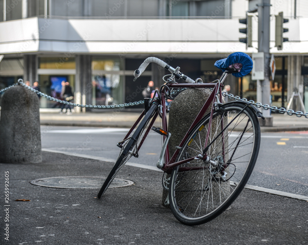 Bicycle on street in Luzern, Switzerland