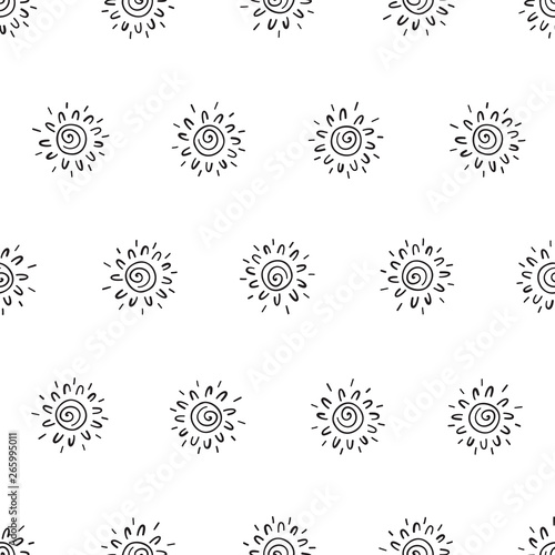 Wallpaper Mural Hand drawn doodle Sun Seamless pattern. Vector Background for kids Torontodigital.ca