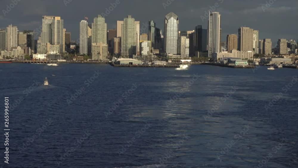 San Diego skyline and harbor, California, USA, tilt up San Diego skyline and harbor, California, USA, tilt up