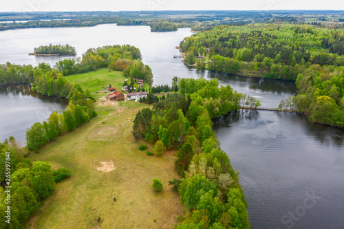 Fototapeta Naklejka Na Ścianę i Meble -  Spring in Masuria from a bird's eye view, Poland