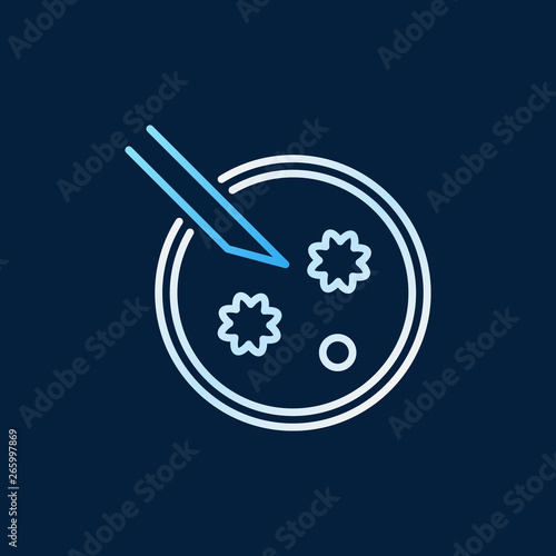 Petri Dish vector colored outline icon or sign on dark background