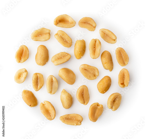 Set of peanuts nuts on a white background. The form of the top.