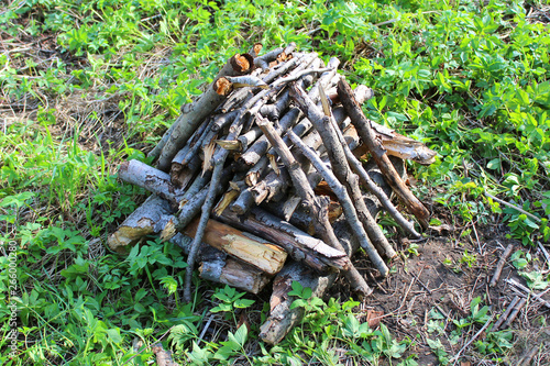 Fototapeta Naklejka Na Ścianę i Meble -  A pile of neatly stacked firewood