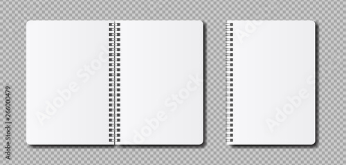 Vector realistic open notepad template. Mockup clean notebook for sketch or lettering.
