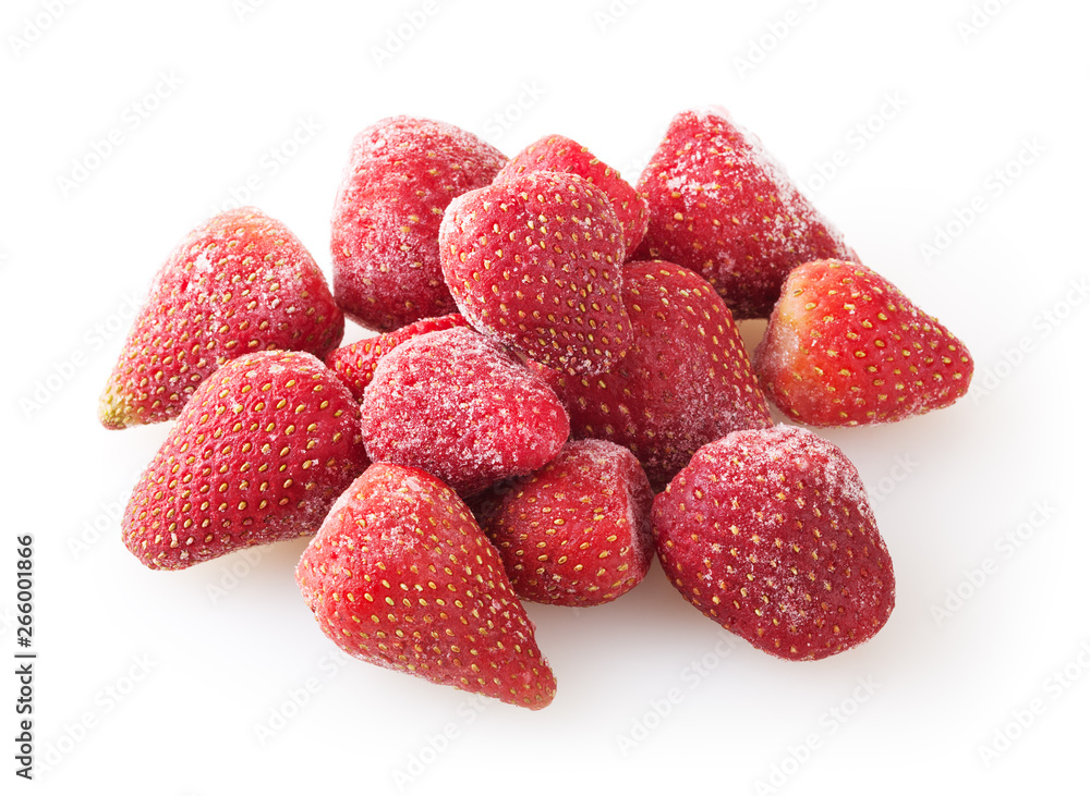 Heap of fzonen strawberries isolated on white background Heap of fzonen strawberries isolated on white background