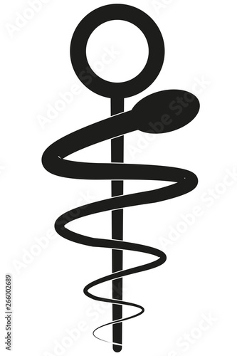 Icono de báculo y serpiente de farmacia.
